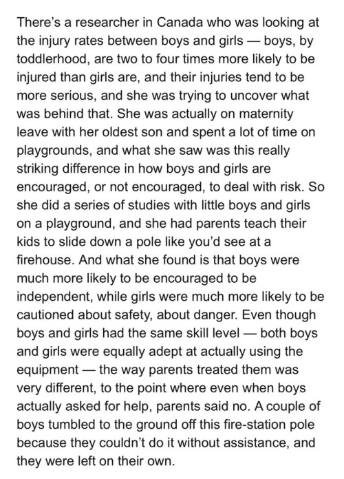 annaknitsspock: paulatheprokaryote:  lenyberry:   yayfeminism: Why does being a woman put you at greater risk of having anxiety?Part biology, part what we teach our kids about their place in the world. So we’re teaching girls to be anxious wrecks and