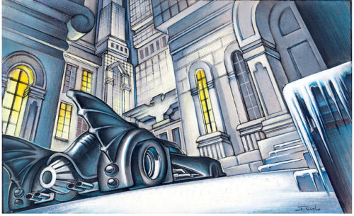 talesfromweirdland:Concept art for Konami’s Batman Returns: The Video Game (1992). By Ivaylo Vakinov