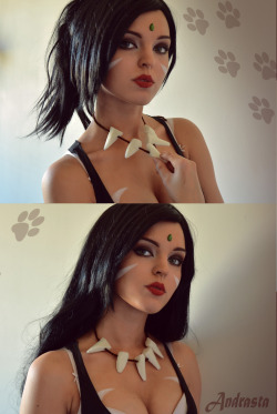 xandrastax:  Nidalee makeup :3  https://www.facebook.com/OfficialAndrastahttps://instagram.com/xandrastax/ 