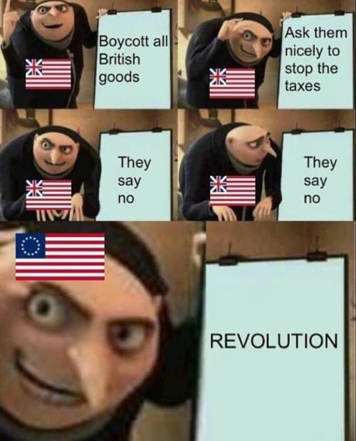 fakehistory: American Colonies declare war on the British (c. 1776)