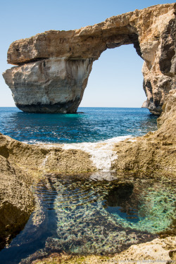 joshwhalenphotography:  Azure Window 10 | The Azure Window arch creates a natural bridge over the crystal clear waters of the Mediterranean Sea along the rocky coast of Malta’s Gozo Island. | © 2012 Josh Whalen. All rights reserved. 