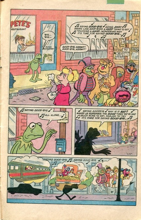 Pages from the 1984 comics adaptation of The Muppets Take Manhattan.Though I loved the film, I never