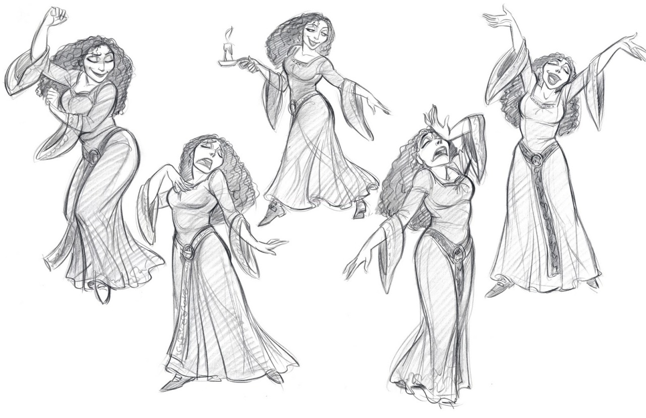 theanimationarchive:Character design images and Model sheets for Mother Gothel from
