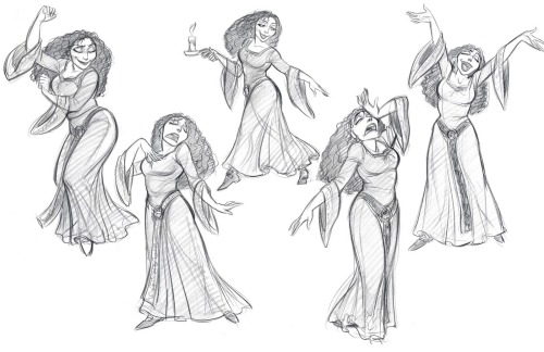 bluedragonkaiser:theanimationarchive:Character design images and Model sheets for Mother Gothel from Disney’s Tangled. Artwork by Jin Kim.Source: Cosmo Animato  slbtumblng ;9