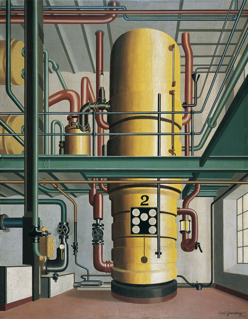 Carl Grossberg, The Yellow Boiler (Der Gelbe Kessel), 1933. Oil on wood. Von der Heydt-Museum Wupper
