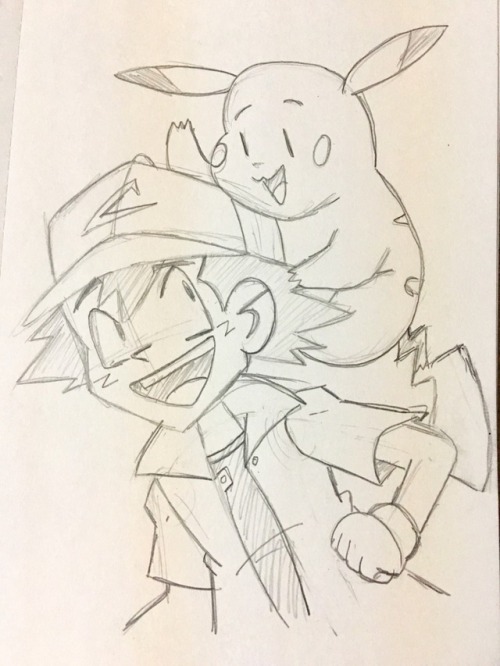 XXX sol-domino:Felt like drawing Ash and Pikachu photo