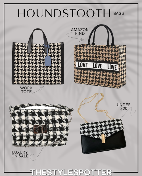 Manhattan Houndstooth Large Tote