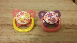 crownandcollar:  My first pacis!!! They’re a little small (the cupid’s bow of my lips peeks out), but they were like… ũ.47 so I can’t complain much (Thanks Walmart!!!)