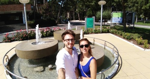 BOOM. Selfie stick ❤ #love #butfirstletmetakeaselfie #couple #Lignano #holiday #fountain #latergram 
