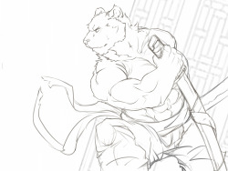 ralphthefeline:    Some feline swordsman dude. Might color it