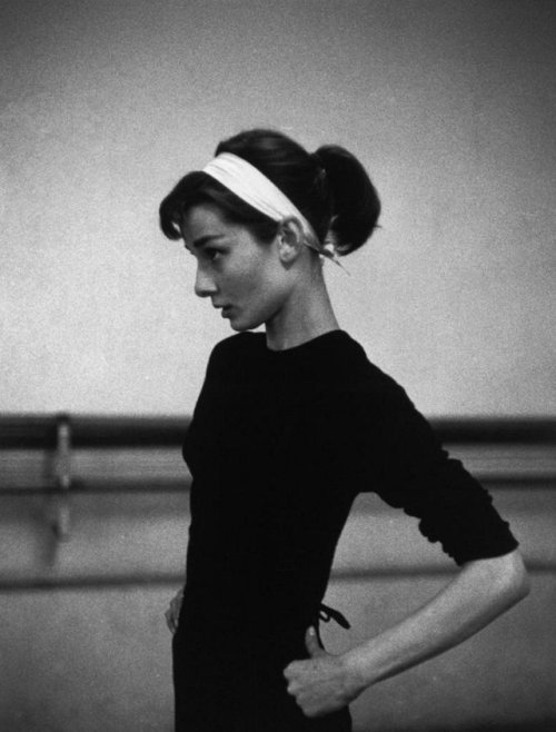 miss-vanilla:  David Seymour - Audrey Hepburn during ballet rehearsal for the film “Funny Face”, Paris, France 1956.