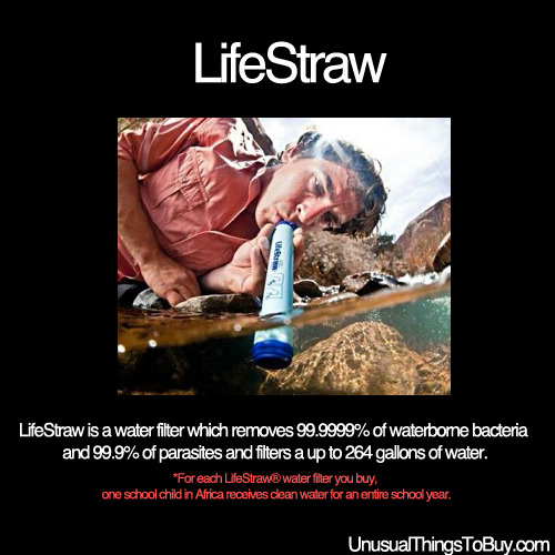 heyfunniest: unusualthingstobuy:  Lifestraw (link) You can buy your own LifeStraw here.  Wow. 