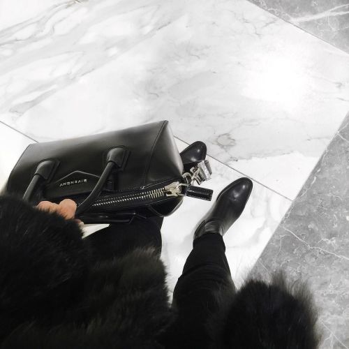 All black and fluffy today in Selfridges ⚫️ #saintlaurent #givenchy #black #fauxfur by lydiaemillen