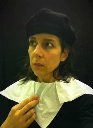 anticonfluentialist-deactivated:  While in the lavatory on a domestic flight in March 2010, I spontaneously put a tissue paper toilet cover seat cover over my head and took a picture in the mirror using my cellphone. The image evoked 15th-century Flemish