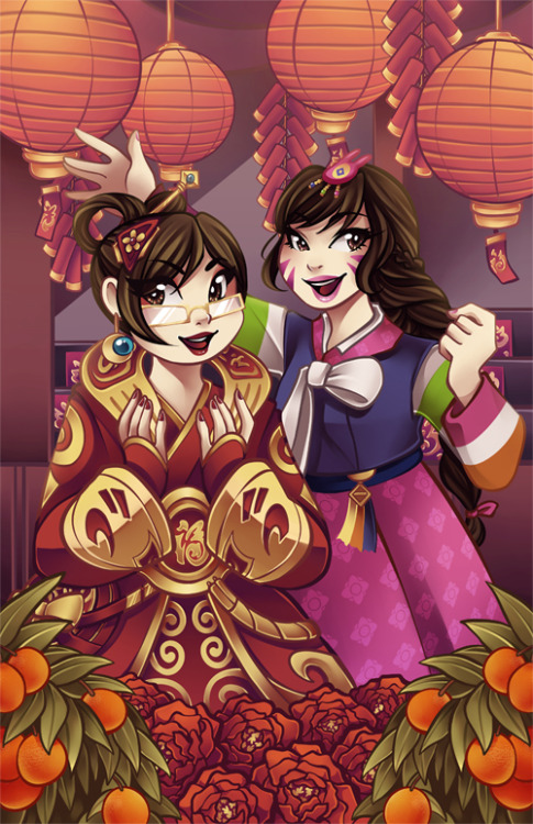 Lunar New Year piece I did for a zine!  Mei and Dva’s designs for that event were so grea