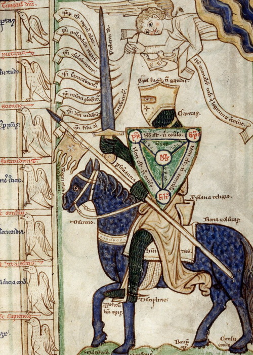 we-are-knight:lionofchaeronea:A knight, armed with the Christian virtues and bearing a shield emblaz