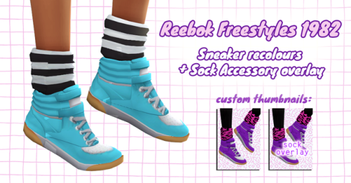 someone-elsa: Reebok Freestyles 1982: sneaker recolours + sock accessory overlay • Mesh by @coo