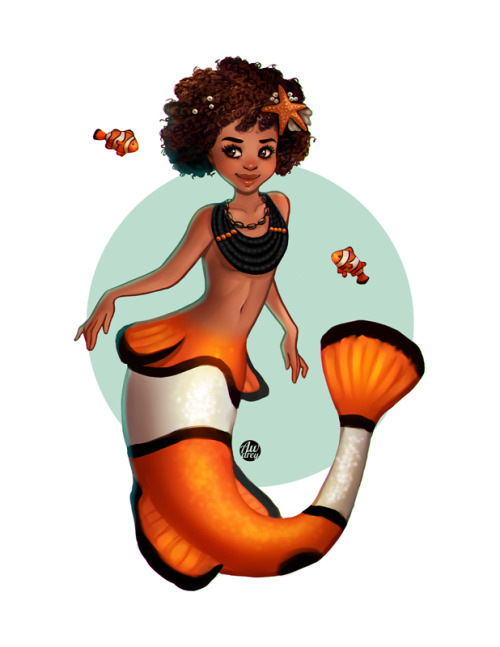 awdreyart:Clownfish Mermaid :)