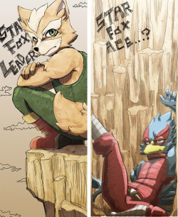 oceanmaster:  SOURCES: 「フォックス？」 (“Fox?”) &amp; 「おーいファルコー」 (“Oi Falco—”) by Giminko on Pixiv