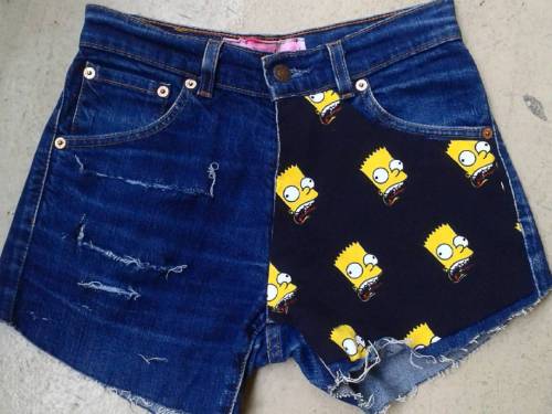 Bart Simpson short handmade by Bowsdontcry clothing. Available at @addictedparis  For orders, please