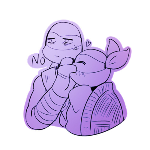 steelclackers:Mikey has no concept of personal space xD(He only kissed Donnie in the show, so I deci