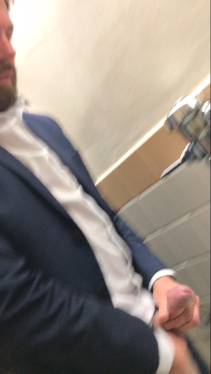 hobartgloryhunter:  gloryholecam:Don’t know why this didn’t post the 1st time. Super hot, bearded, suited, hairy, tatted and lean guy. Jerking it at the urinals. Said no to me blowing at first but as soon as he weakened I jumped down there and he