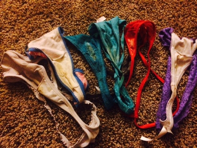 worndirtypanties:  Submission: “My girlfriends dirty thongs. The ass parts smell