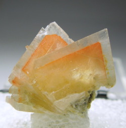 mineralists:  Very interesting and stunning specimen of Colorless Baryte with Realgar phantoms!Baia Sprie, Romania