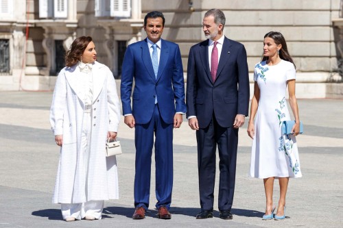 May 17, 2022: King Felipe and Queen Letizia offer an official welcome to Sheikh Tamim bin Hamad Al T