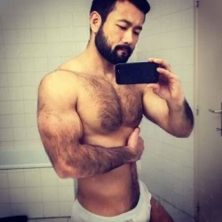 thebrowngods:The hairiest Asian man that I’ve ever seen in my life! So hot! Who is he, I need to know?!