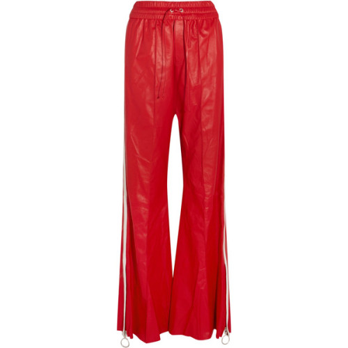 Off-White Striped leather wide-leg pants ❤ liked on Polyvore (see more real leather pants)