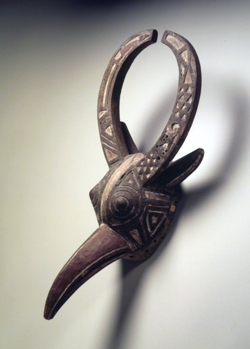 Mask combining bird and buffalo features, of the Nuna people, Burkina Faso. Artist unknown; early 20