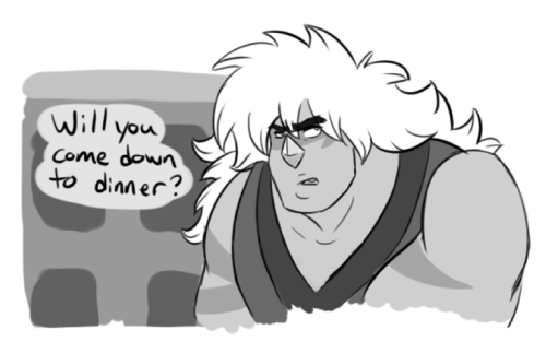 thegembeaststemple:  pythonpie:Oh Jasper, that’s no way to make friends! Took a clip from Beauty and the Beast and made this little comic. Maybe there’s something there?I WAS WAITING FOR THIS  <3