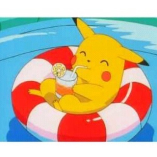 Yo it’s saturday so let’s chilllllllll #pikachu #pokemon #chillin #sippin #floatin #thug