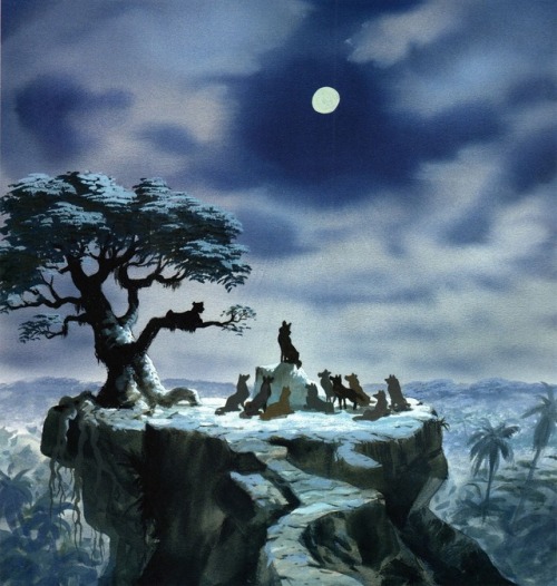 talesfromweirdland:Concept art for Disney’s JUNGLE BOOK (1967).