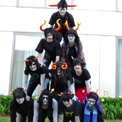 adiostoreadumb:  en-retardis:  hugahomestuck:  onemindarmy:  thatguy1996:  twistedcaliber:  adiostoreadumb:  Aradia / Tavros / Sollux / Karkat / Kanaya / Terezi / Vriska / Equius / Gamzee / Eridan / Photographer  look what we did guys!  how did tavros