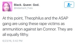 nasfera2:  nipsndnaps:  bootyscientist2:  somecompany2:  after theophilus london called ian a rapist, ian clapped back by saying theophilus is a child molester and that he has “proof” on his phone.  this is the messiest, ugliest, most vile situation I