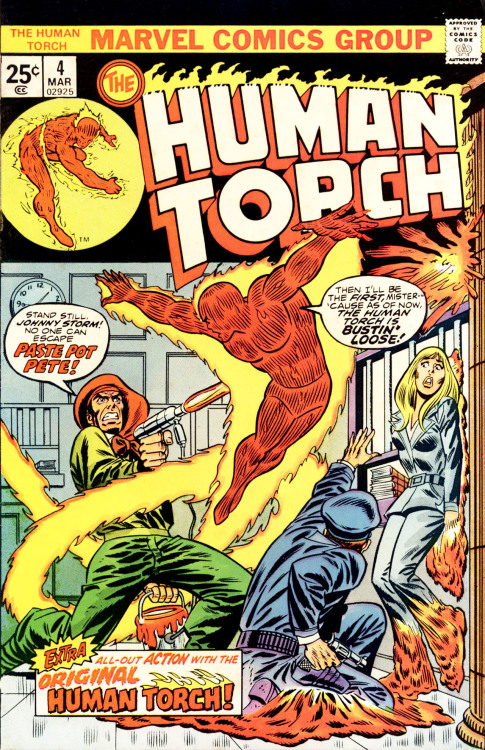 themarvelwayoflife:The Human Torch Series (1974-75) that you didn’t knew. Easy boy, the interiors ar