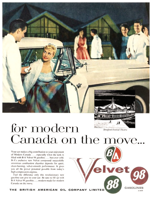 Quiet, Clean-Burning, Velvet Smooth Performance…  Velvet Gasolines, British American Oil Comp