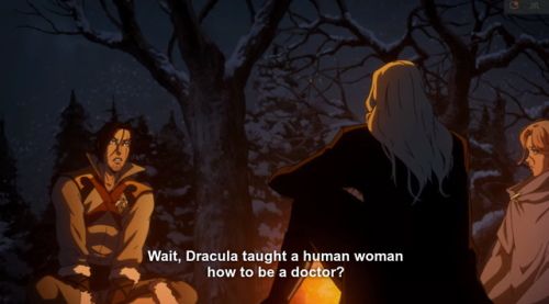 ohmyachingsushi: worsethanmanyfairies: rakukajas: please watch castlevania season 2 #every subtitle 