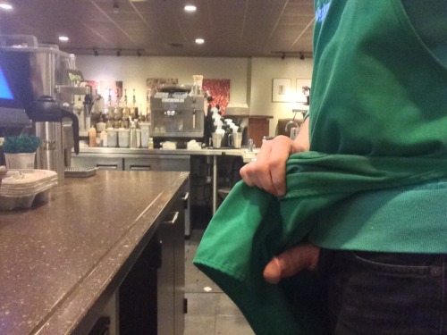 extremeexhib: hgr360: Cum one Cum all. Sodomite Seamen at Starbucks!! Freeballing at Work Whoa man