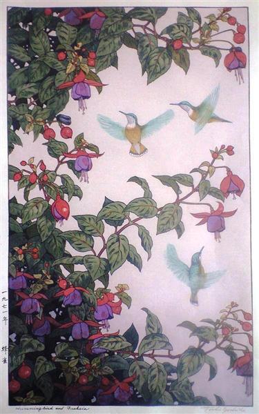 Hummingbird and Fuchsia ,1971Toshi Yoshida 