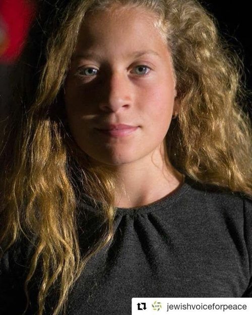 #Repost @jewishvoiceforpeace (@get_repost)・・・Well-known youth activist of Nabi Salah, Ahed Tamimi, s