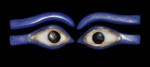 fromthedust: Eye Inlay (doubled) - Sumerian or Elamite - lapis lazuli, marble - c.2nd half of t