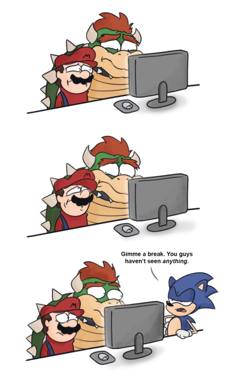 excellent-monster-girl-ideas:elecmon:omegamodecomic:Mario and Bowser discover the Internet’s l