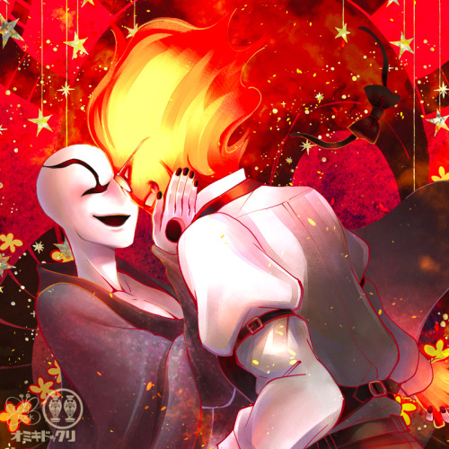 mushirock:9/6 Grillby×Gaster Day 『Playing with fire』 『火遊び』 
