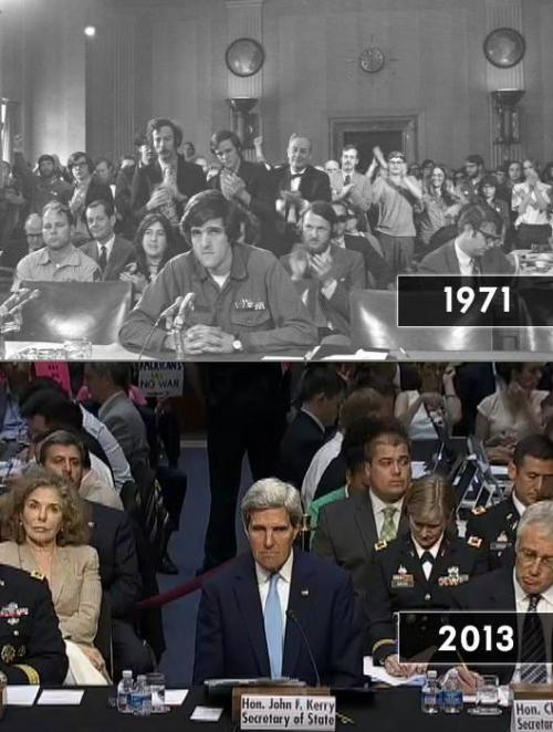 runningrepublican: shadicasper: John Kerry, Anti-War Protester, 1971 VS. John Kerry, 2013 Secretary 