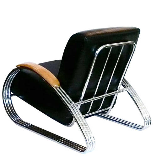 KEM Weber, streamline chair, 1930s. Chromed steel. For Lloyd&rsquo;s, USA.