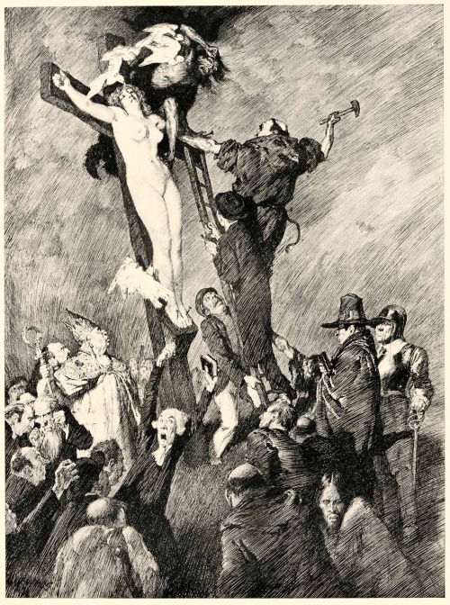 thegreatwound:Christa (1974) by Edwina Sandys • Woman Crucified￼ (1913) by Frantisek Drtikol • The Crucifixion of St. Julia (1497) by Hieronymus Bosch • The Crucified Venus (1913) by Norman Lindsay • Christian Martyress (1866) by Gabriel Cornelius