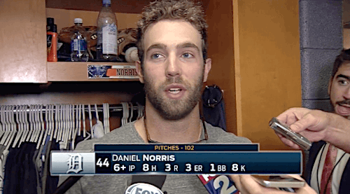 gfbaseball: Daniel Norris got his hair cut and also picked up the win, with some great defense behin